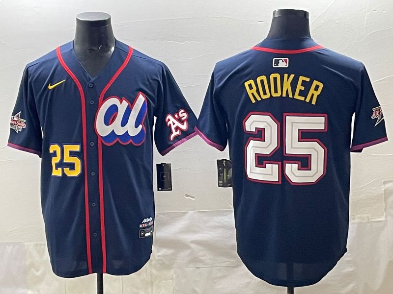 Men 2025 Oakland Athletics 25 Rooker Drak Blue All star Nike MLB Jersey style 04